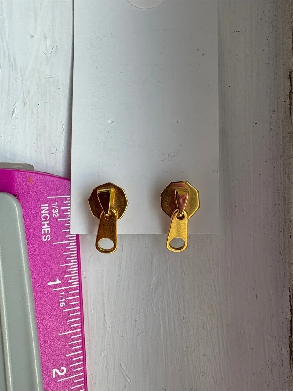 Gold-Tone Zipper Earrings Posts